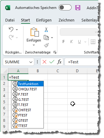 Eingeben der neuen Funktion