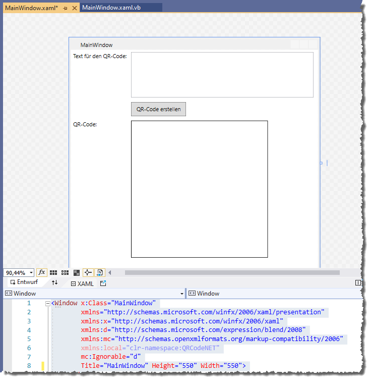 Unsere angehende Lösung im WPF-Entwurf