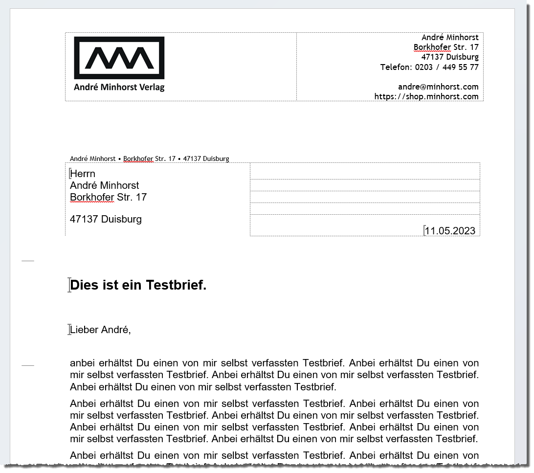 So soll der fertige Brief aussehen.