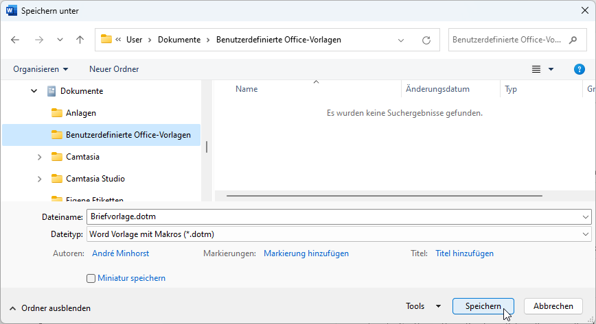 Auswählen des Dateinamens und des Datentyps