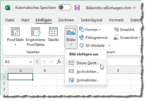 Bild einfügen per Benutzeroberfläche