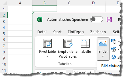 Bild in Zelle B2 einfügen