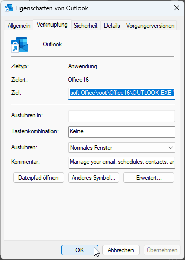 Eigenschaften einer Office-Anwendung