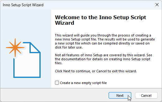 Start des Assistenten zum Anlegen eines neuen Skripts