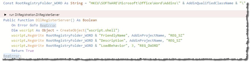 Anweisungen zum Anlegen der Registry-Einträge