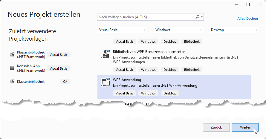 Anlegen einer WPF-Anwendung