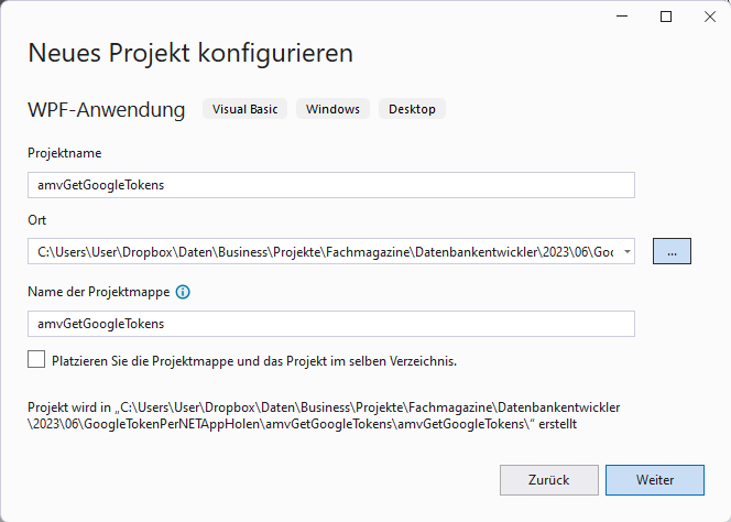 Konfigurieren des Projekts