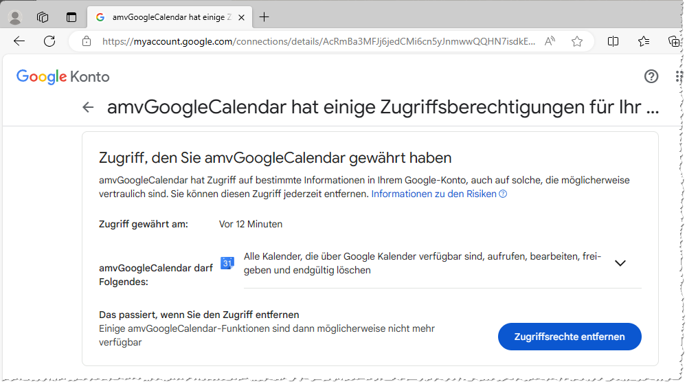 Details über die Zugriffsberechtigungen