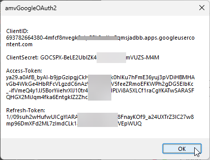 Meldung mit den ermittelten Zugriffsdaten