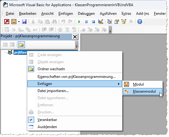 Hinzufügen eines Klassenmoduls