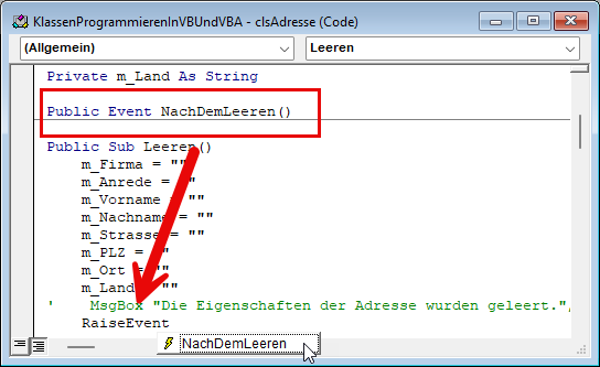 Deklarieren und Auslösen eines Ereignisses