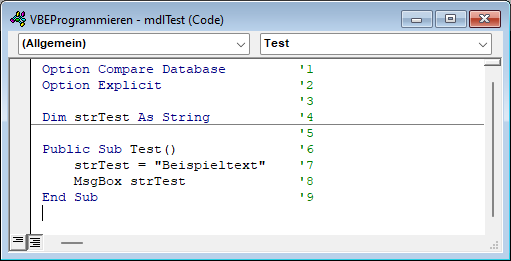 Modul mit Zeilennummern