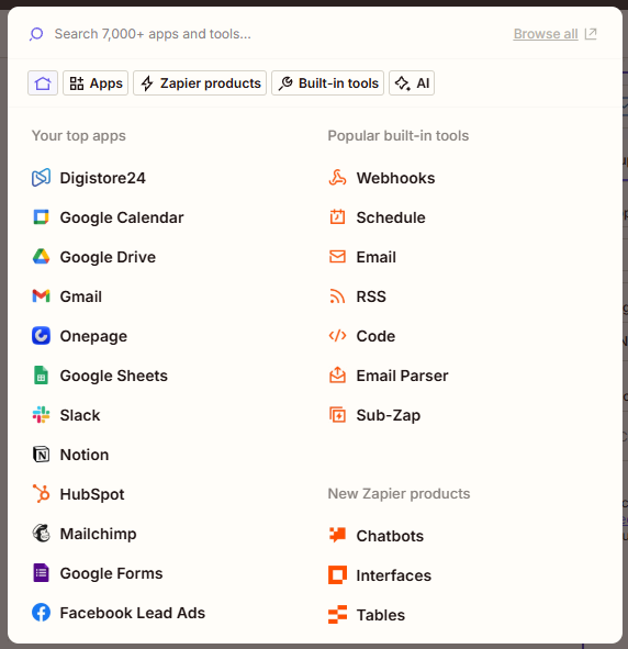 Auswählen der App, die den Trigger auslöst