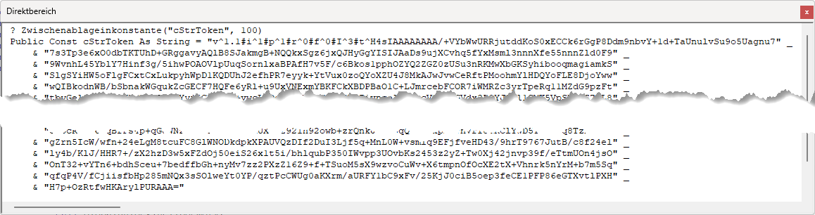 Ergebnis des Aufteilens der Zwischenablage in eine mehrzeilige Konstante