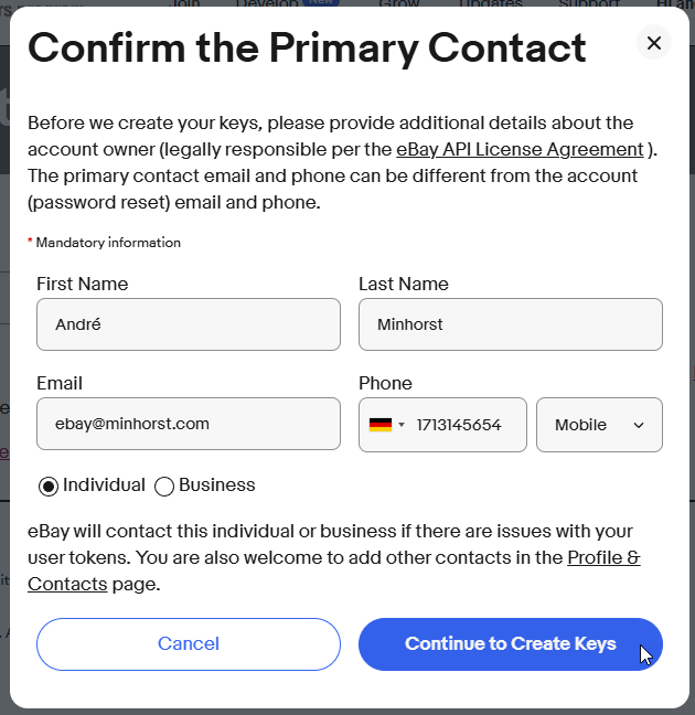 Eingabe weiterer Daten