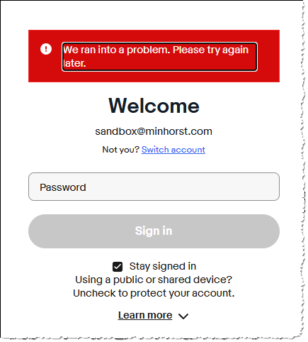 Fehlermeldung beim Versuch, das Token zu holen