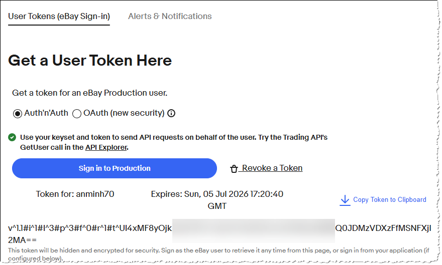 Das ersehnte OAuth Application Token