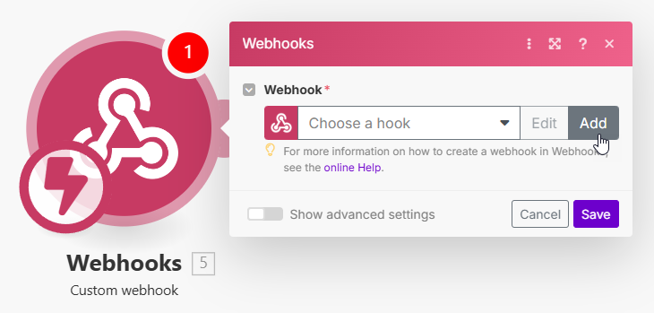 Anlegen und Konfigurieren des Webhooks