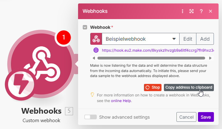 Details des Webhooks