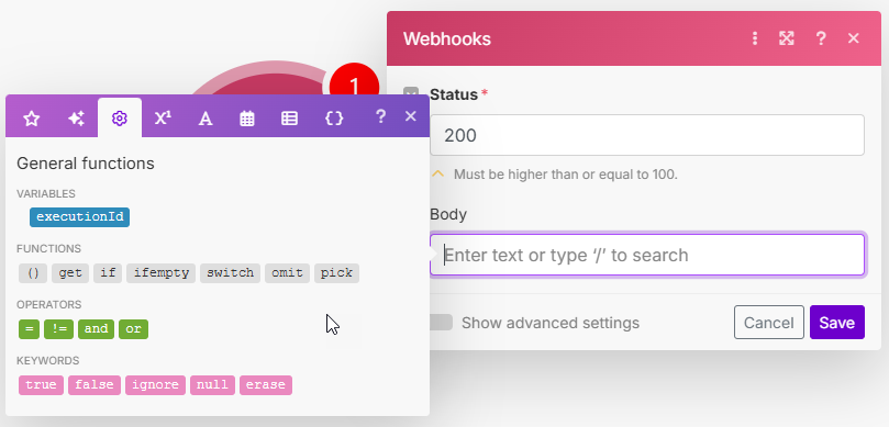 Verfügbare Elemente für die Antwort