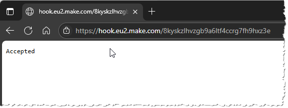Aufruf des Webhooks über den Webbrowser