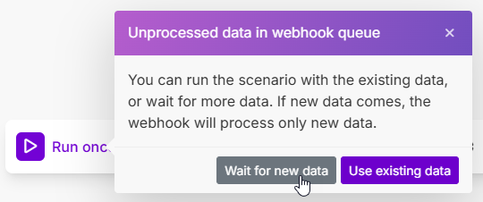 Run once sorgt für das Lauschen auf einen Aufruf