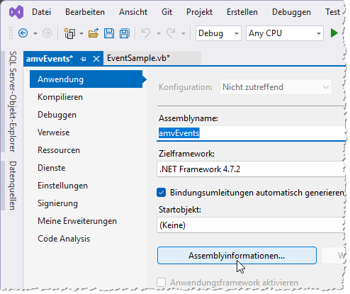 Bearbeiten der Projekteigenschaften