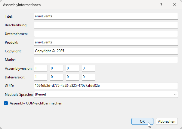 Aktivieren der COM-Sichtbarkeit