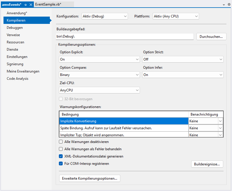 Aktivieren der Registrierung für COM-Interop