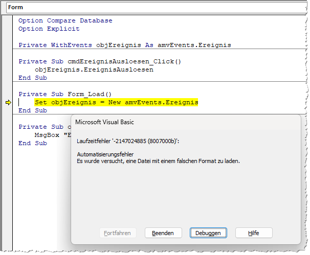 Fehler bei falscher Bitness