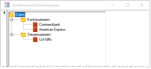 TreeView-Steuerelement mit einigen Einträgen