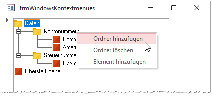 Kontextmenü eines Ordners
