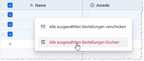 Löschen der leeren Beispieldatensätze